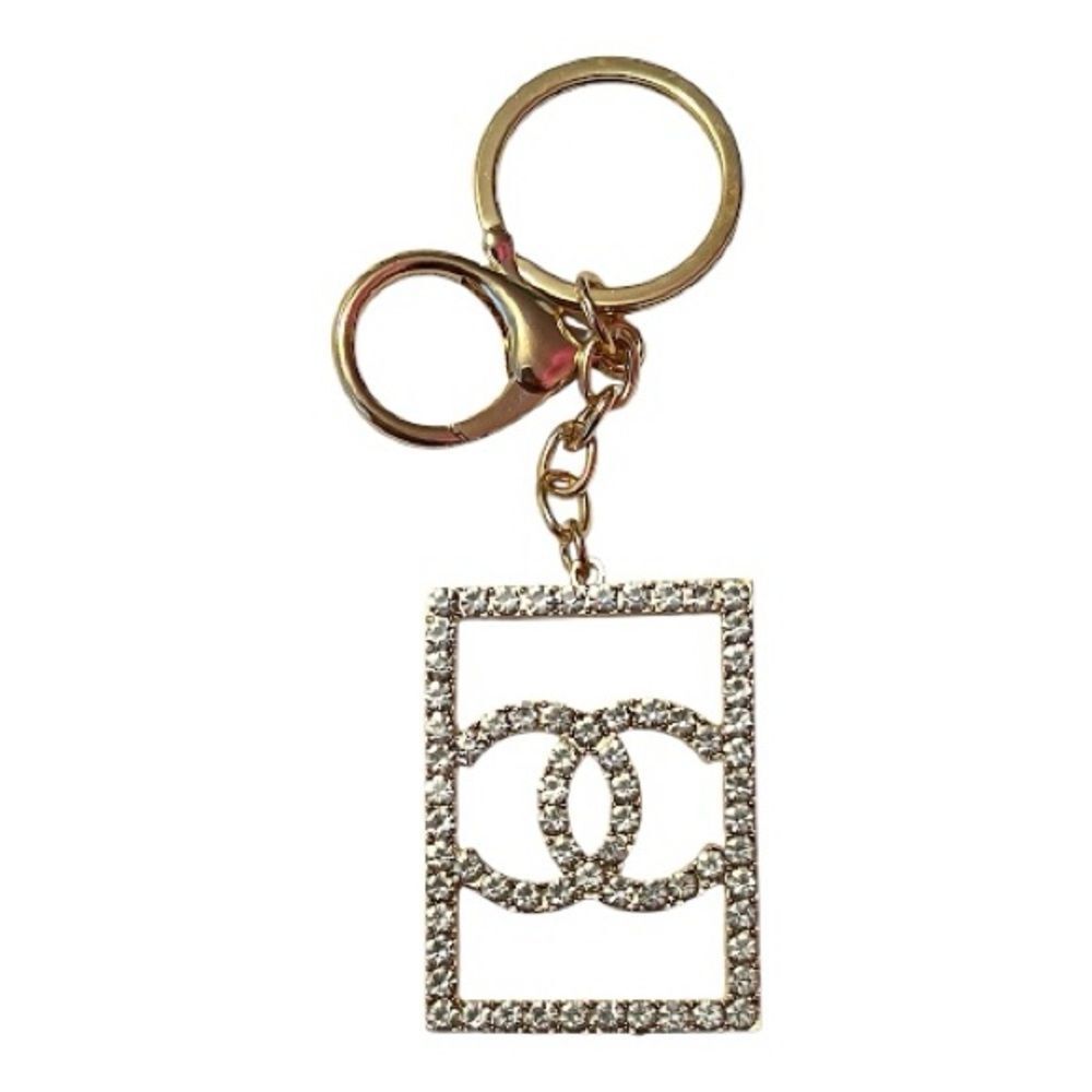 💎2/$30💎 Fashion Designer Inspired Crystal CC Logo Gold Keychain Bag Charm